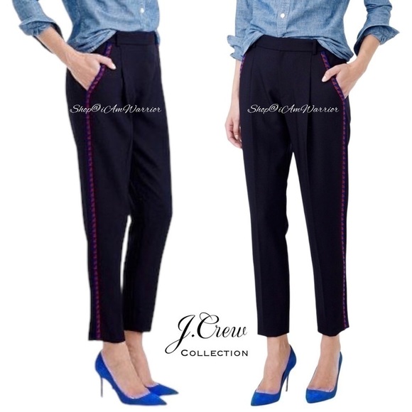 J.Crew Collection NWT beaded side stripe navy tuxedo ankle pant *shop@iamwarrior - Picture 1 of 13